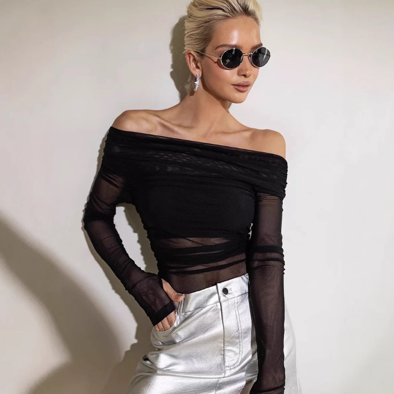 Women  Mesh Off Shoulder Top S - Blouse Off Shoulder 评论和价格
