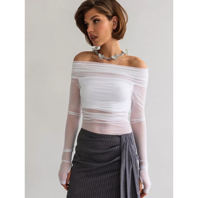 Women  Mesh Off Shoulder Top S - Blouse Off Shoulder 评论和价格