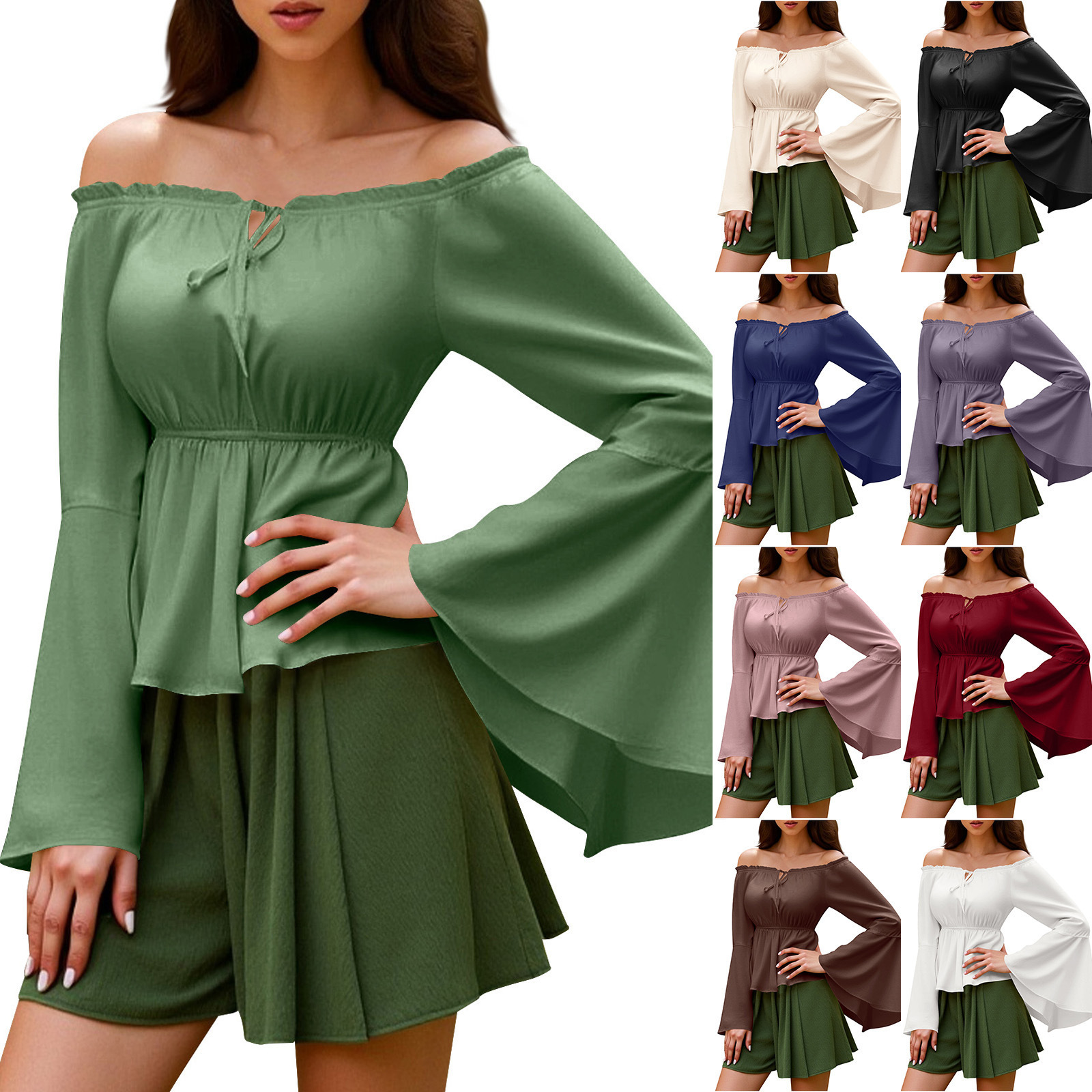 Womens Blouse Gothic Renaissan - Blouse Off Shoulder 评论和价格