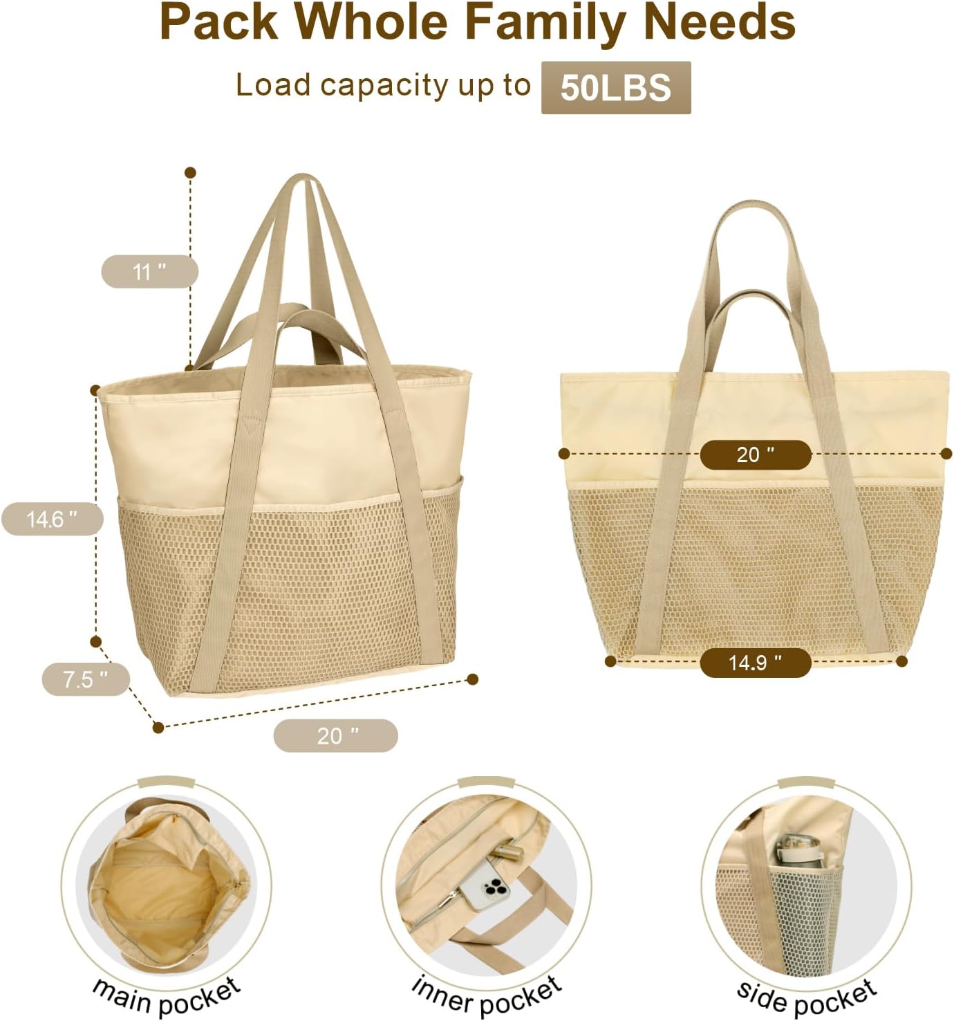 Waterproof Beach Bags for Wome - Tote Bag Beach 评论和价格