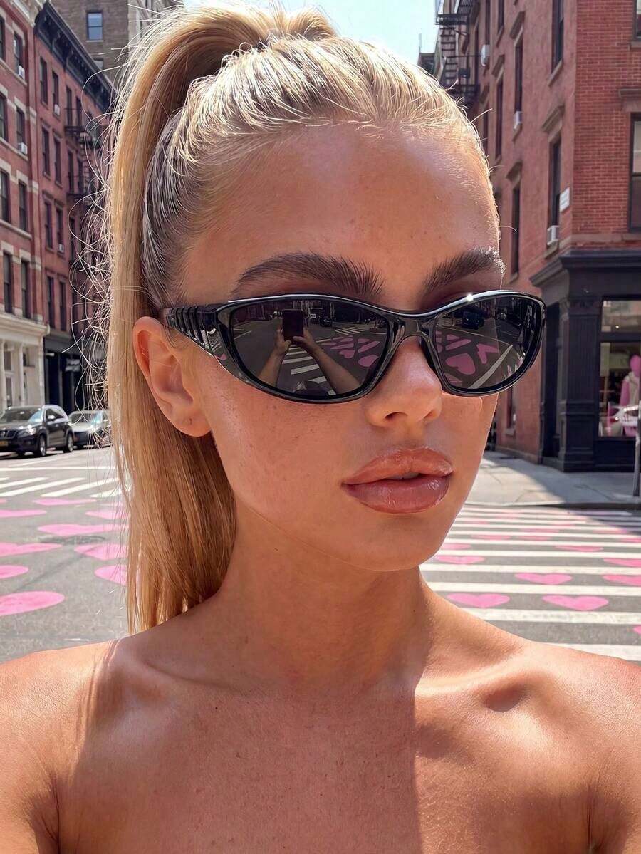Womens Futuristic Y2K Style Ca - Sunglasses Cat Eye 评论和价格