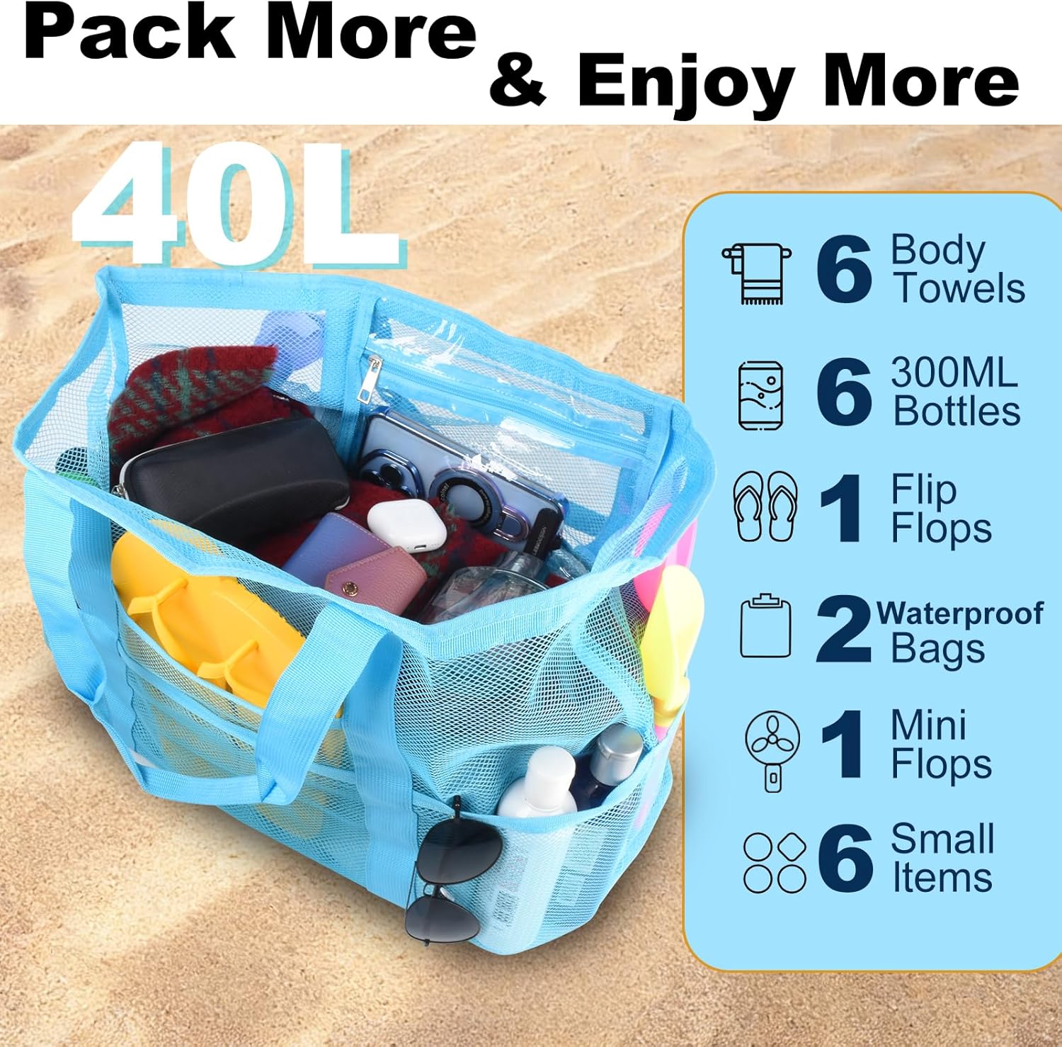 Mesh Beach Bag, Large Tote wit - Tote Bag Beach 评论和价格