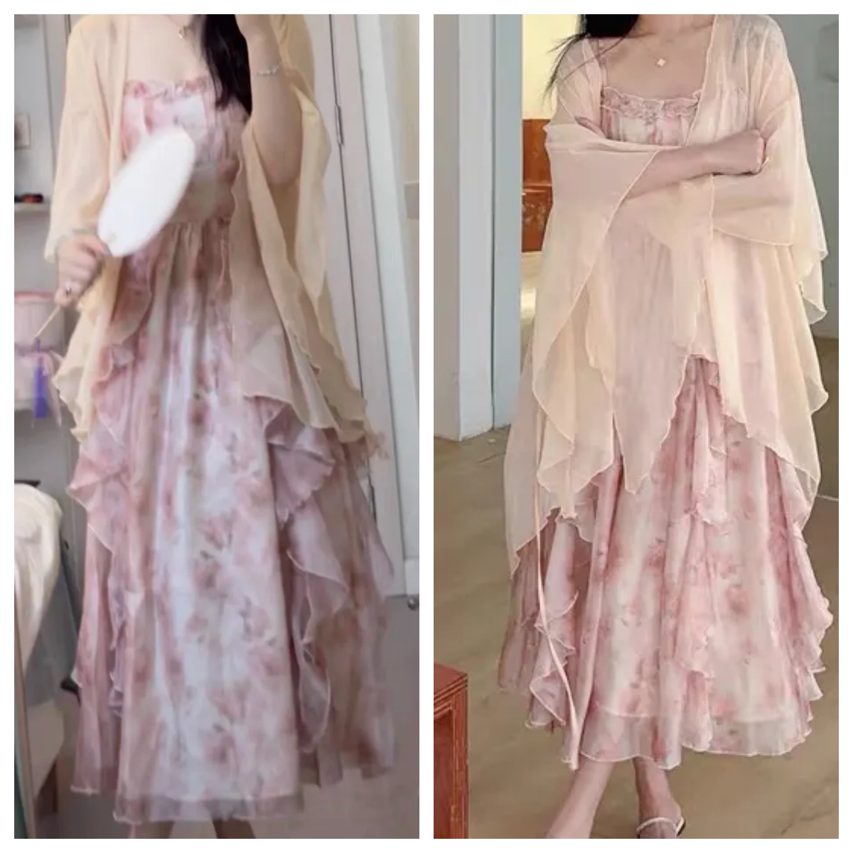 Women Watercolor Peach Floral  - Kimono Sheer Floral 评论和价格