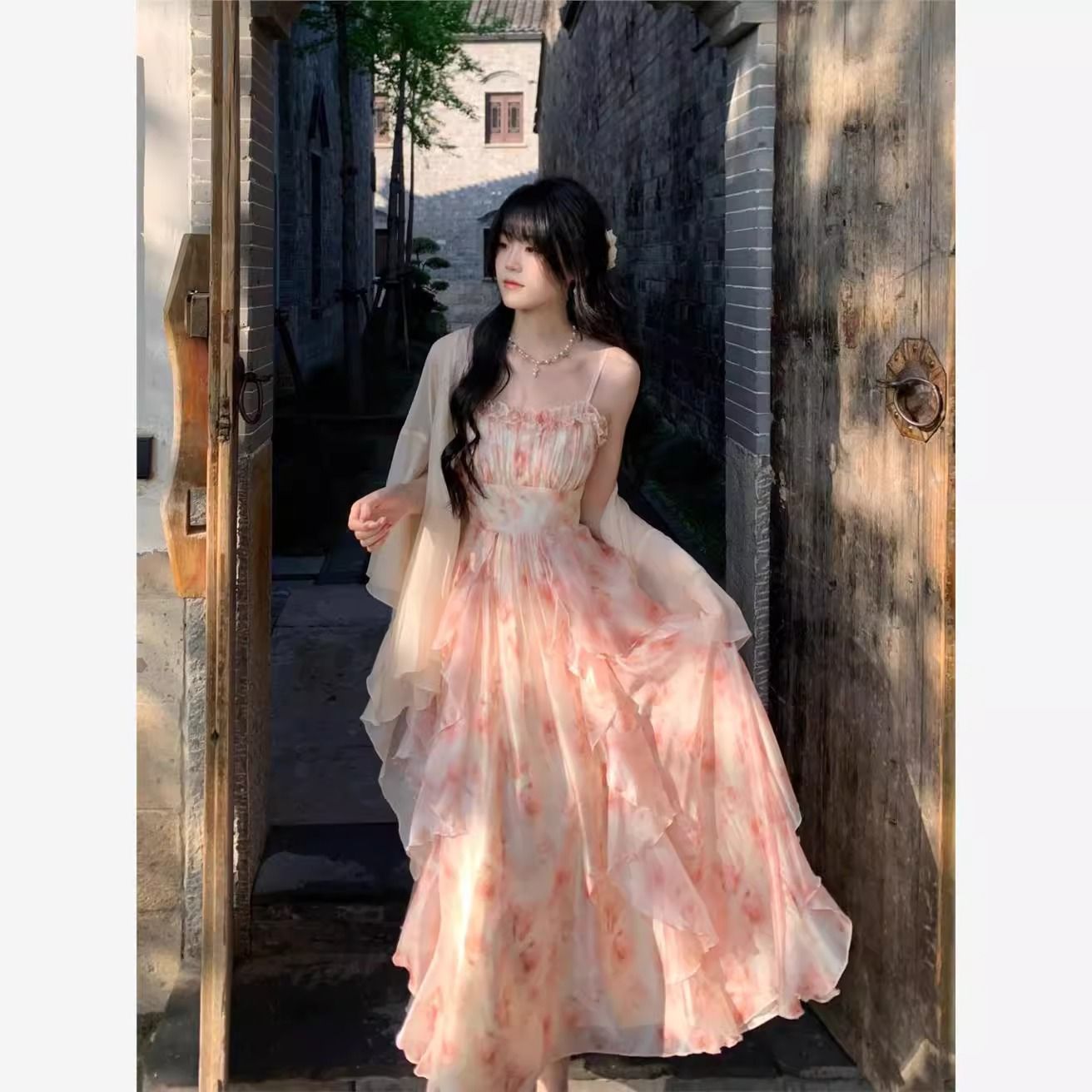 Women Watercolor Peach Floral  - Kimono Sheer Floral 评论和价格