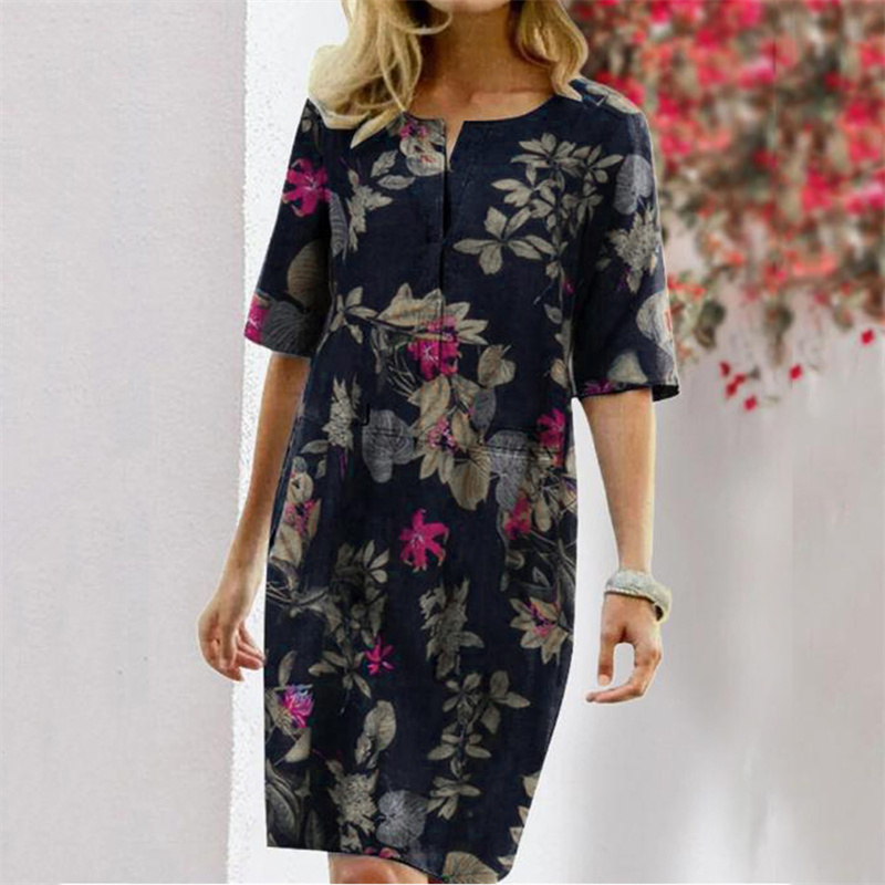 Summer Cotton Linen Printed Wo - Linen Dress Wrap 评论和价格