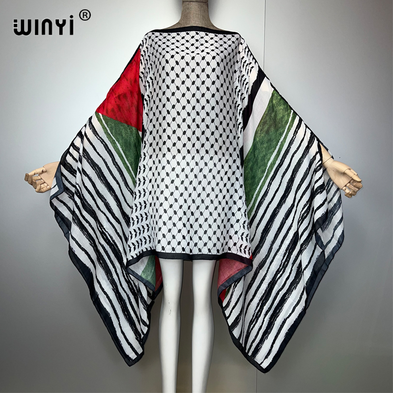 WINYI print abaya muslim summe - Cover Up Kaftan 评论和价格