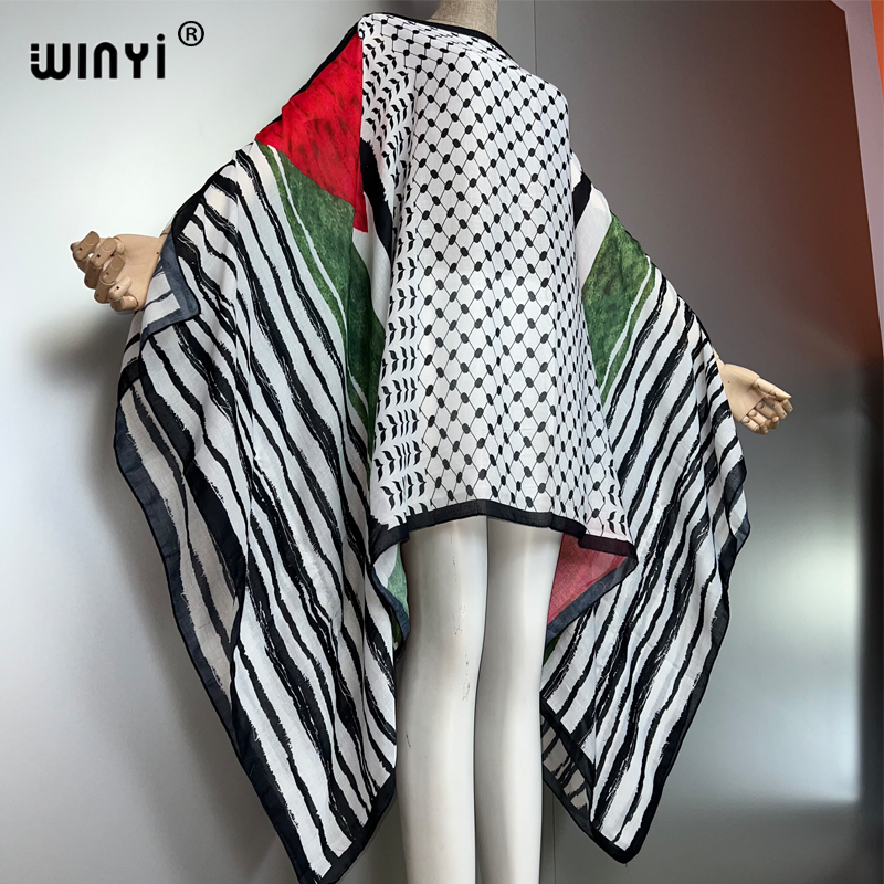 WINYI print abaya muslim summe - Cover Up Kaftan 评论和价格