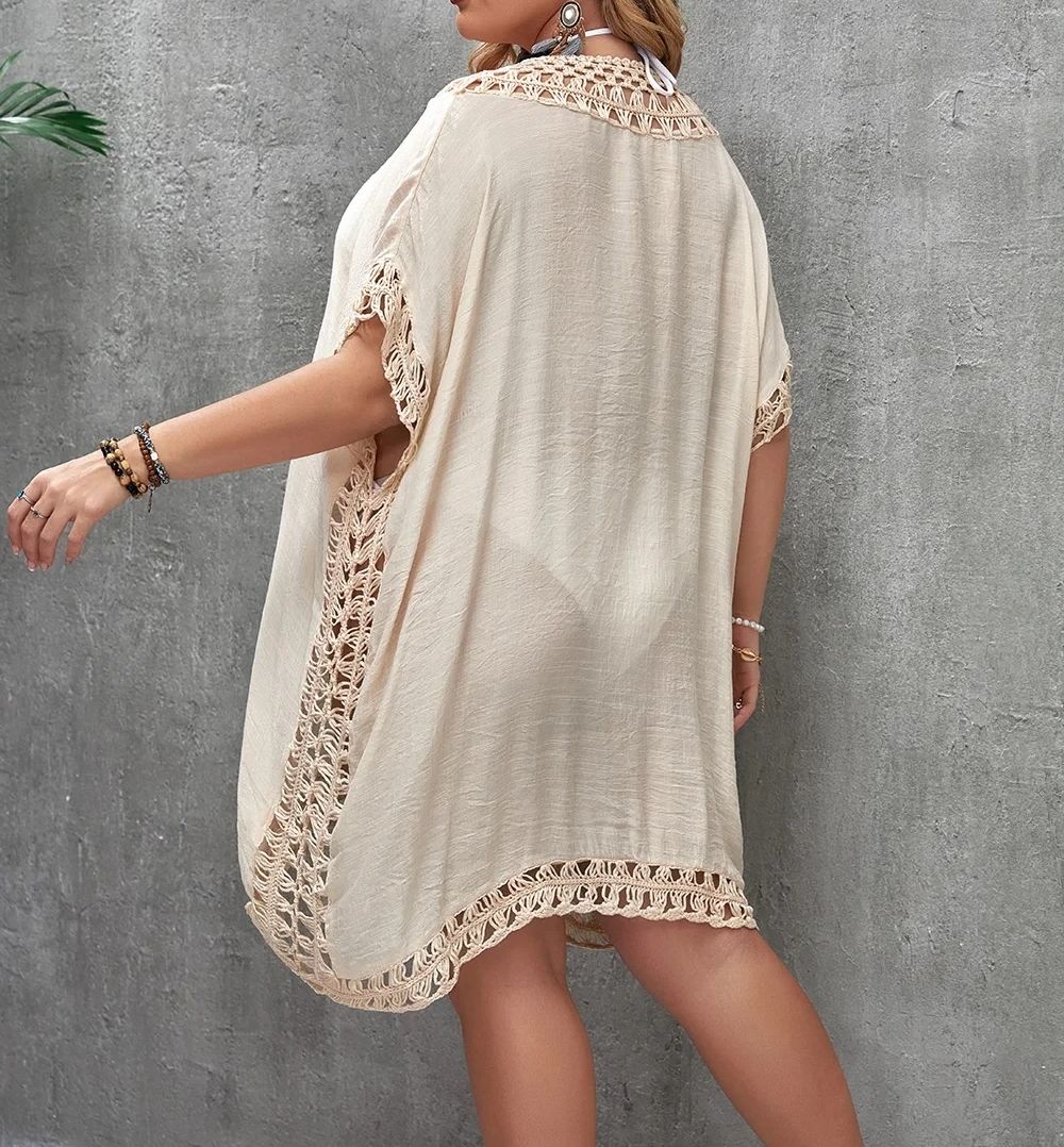 CROCHET BIKINI-Plus Size Beach - Cover Up Kaftan 评论和价格