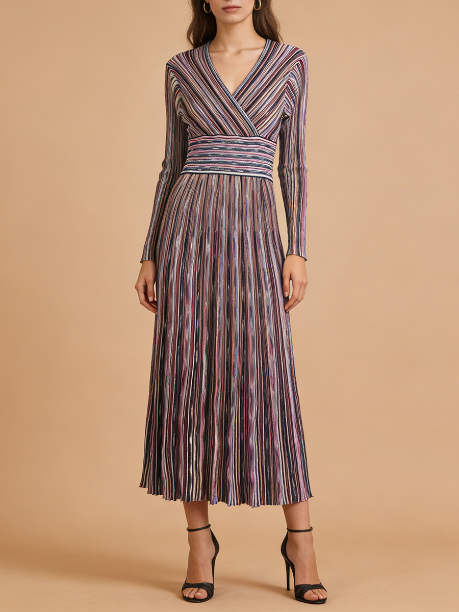 VGH Casual Commute Striped Kni - Linen Dress Wrap 评论和价格