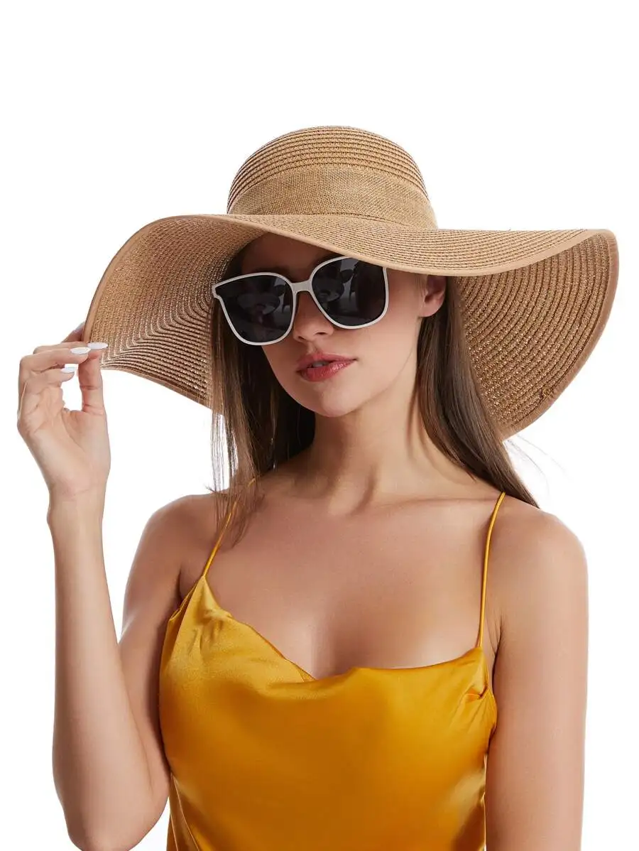 Womens Wide Brim Floppy Straw  - Hat Floppy Wide 评论和价格