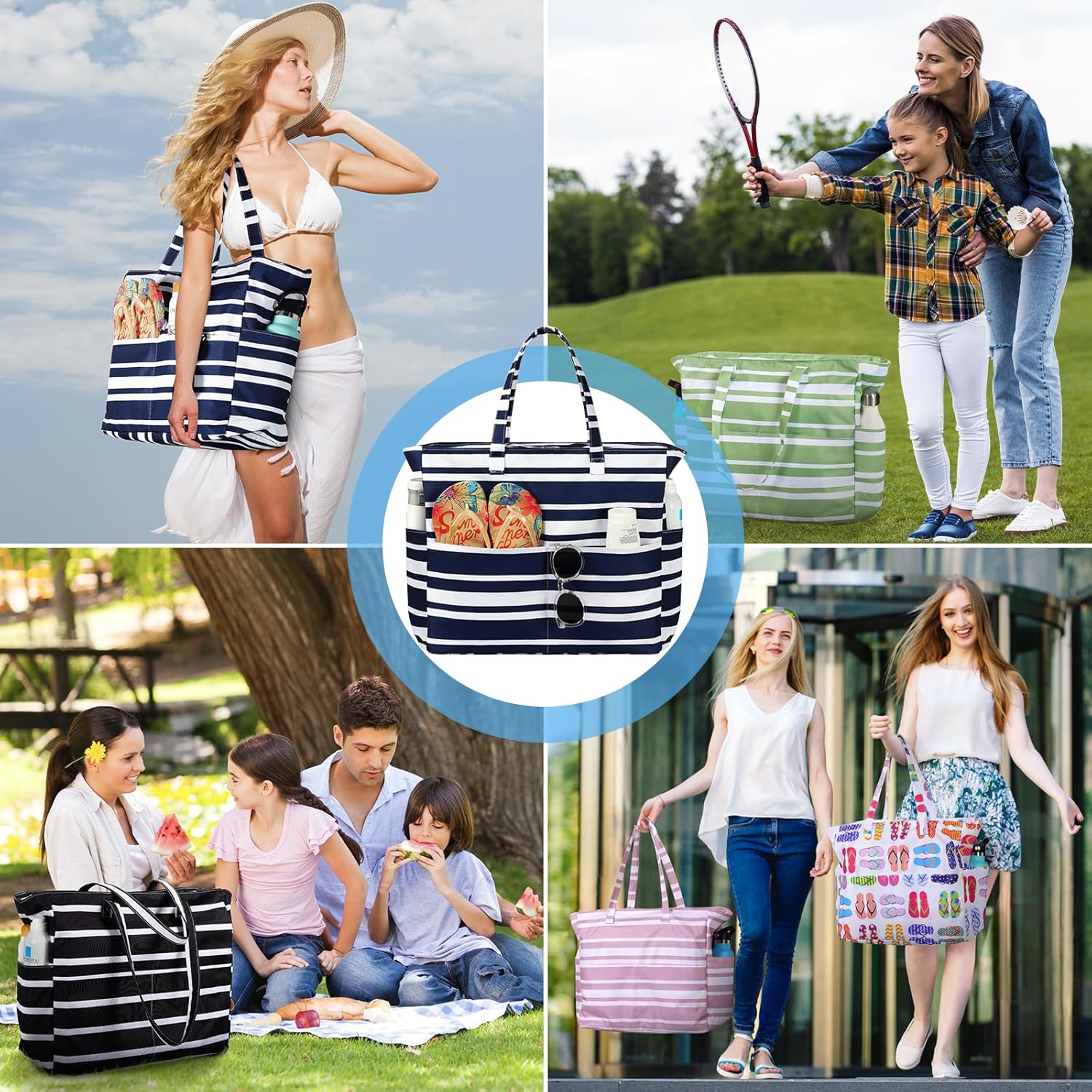 Waterproof Sandproof Beach Tot - Tote Bag Beach 评论和价格