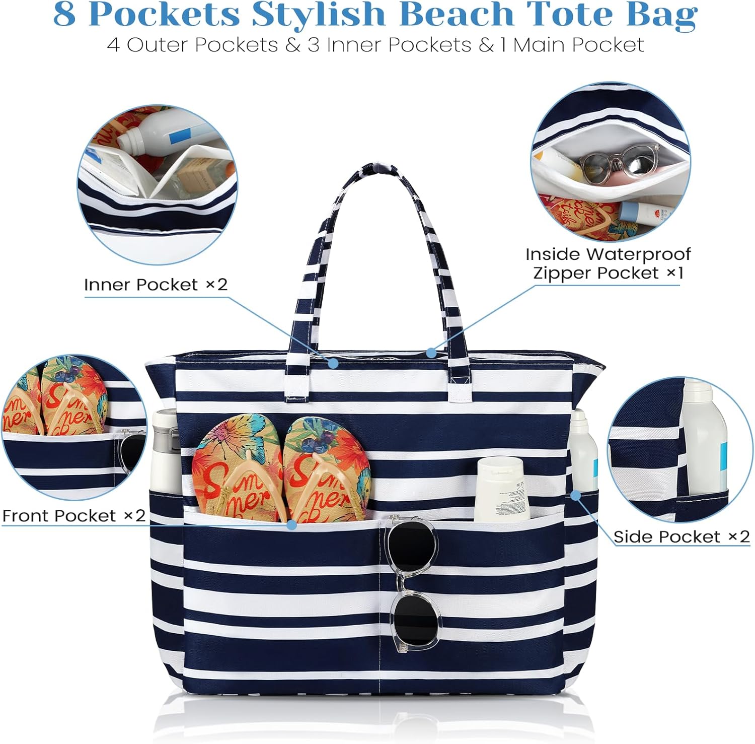 Waterproof Sandproof Beach Tot - Tote Bag Beach 评论和价格