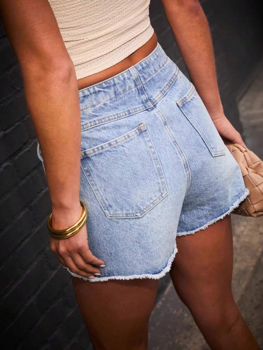 Womens Summer Retro Casual Dis - Shorts Denim Frayed 评论和价格