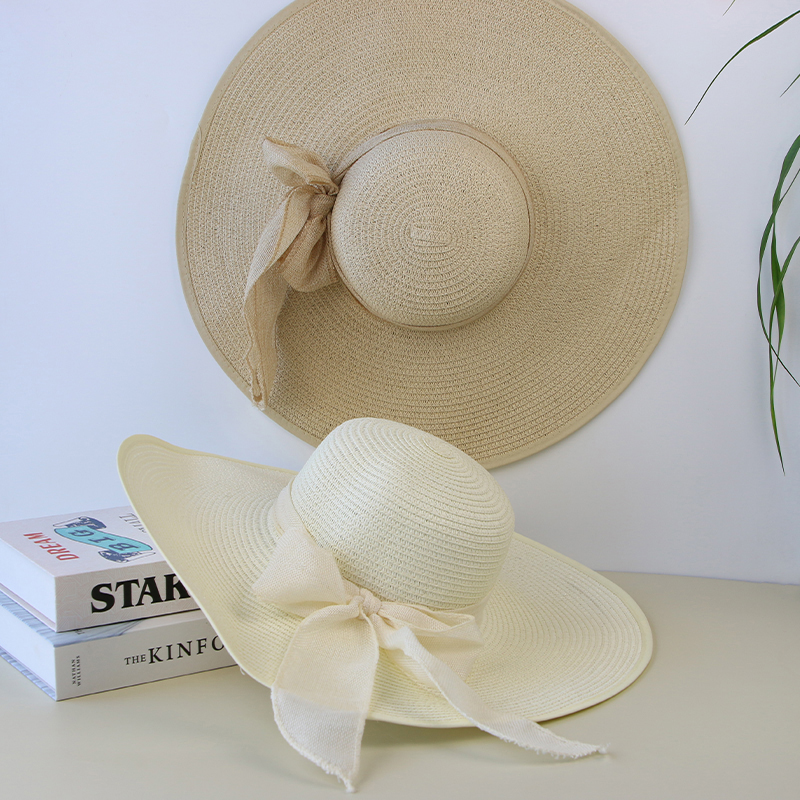 Summer Women Straw Hat Bowknot - Hat Floppy Wide 评论和价格