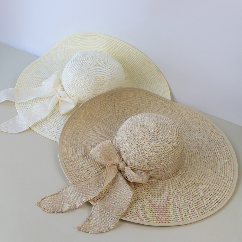 Summer Women Straw Hat Bowknot - Hat Floppy Wide 评论和价格