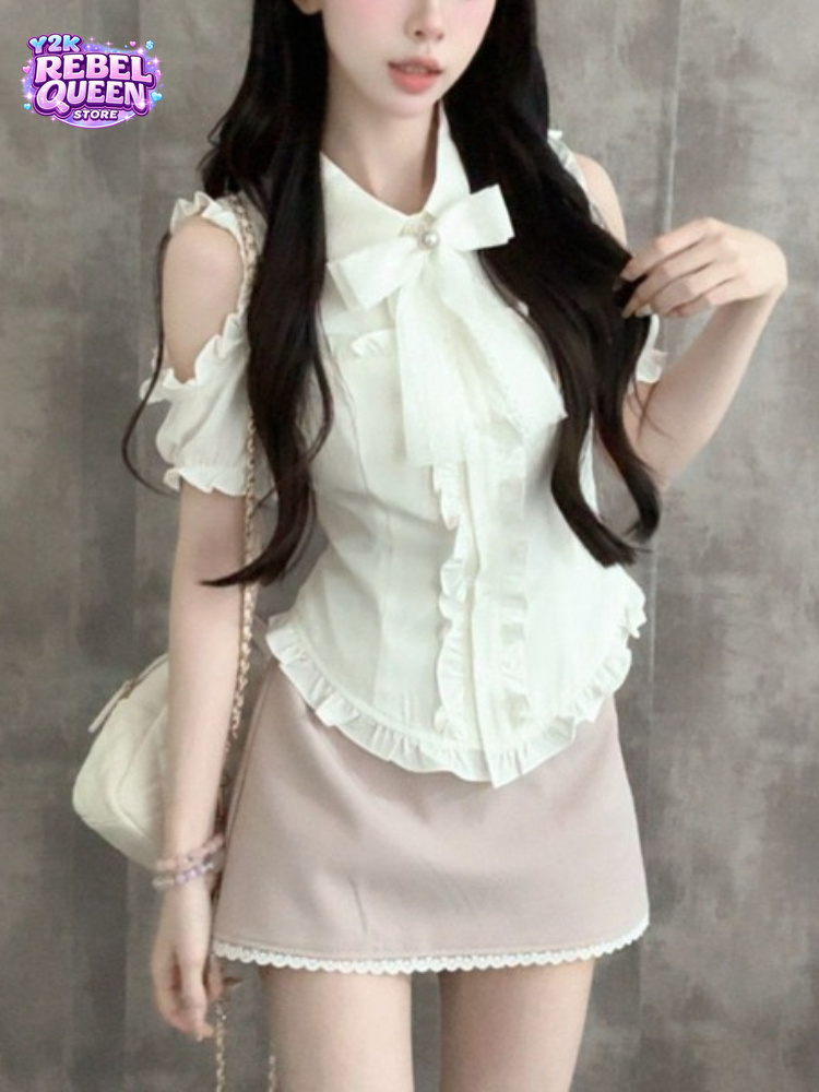 Japanese Sweet New 2 Piece Set - Blouse Off Shoulder 评论和价格