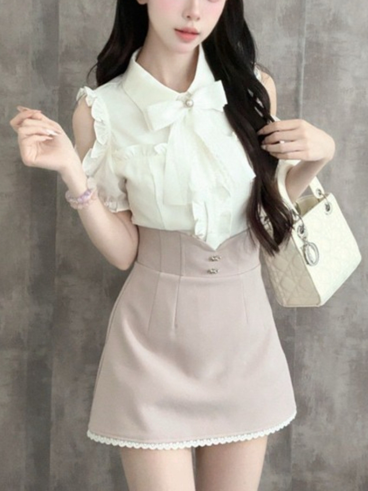 Japanese Sweet New 2 Piece Set - Blouse Off Shoulder 评论和价格