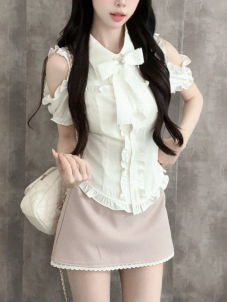 Japanese Sweet New 2 Piece Set - Blouse Off Shoulder 评论和价格