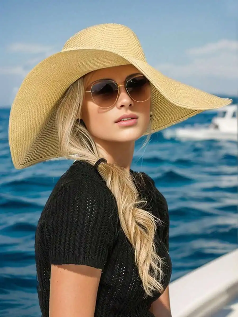 Oversized Wide Brim Straw Sun  - Hat Floppy Wide 评论和价格