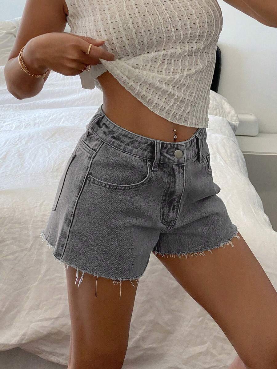 Women Casual Vintage Wash Deni - Shorts Denim Frayed 评论和价格
