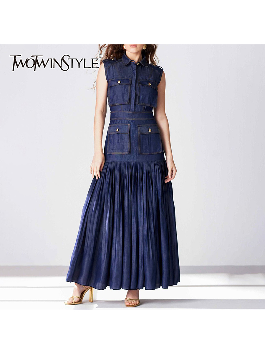 TWOTWINSTYLE Patchwork Pockets - Linen Dress Wrap 评论和价格