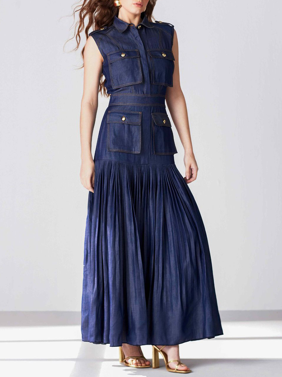 TWOTWINSTYLE Patchwork Pockets - Linen Dress Wrap 评论和价格