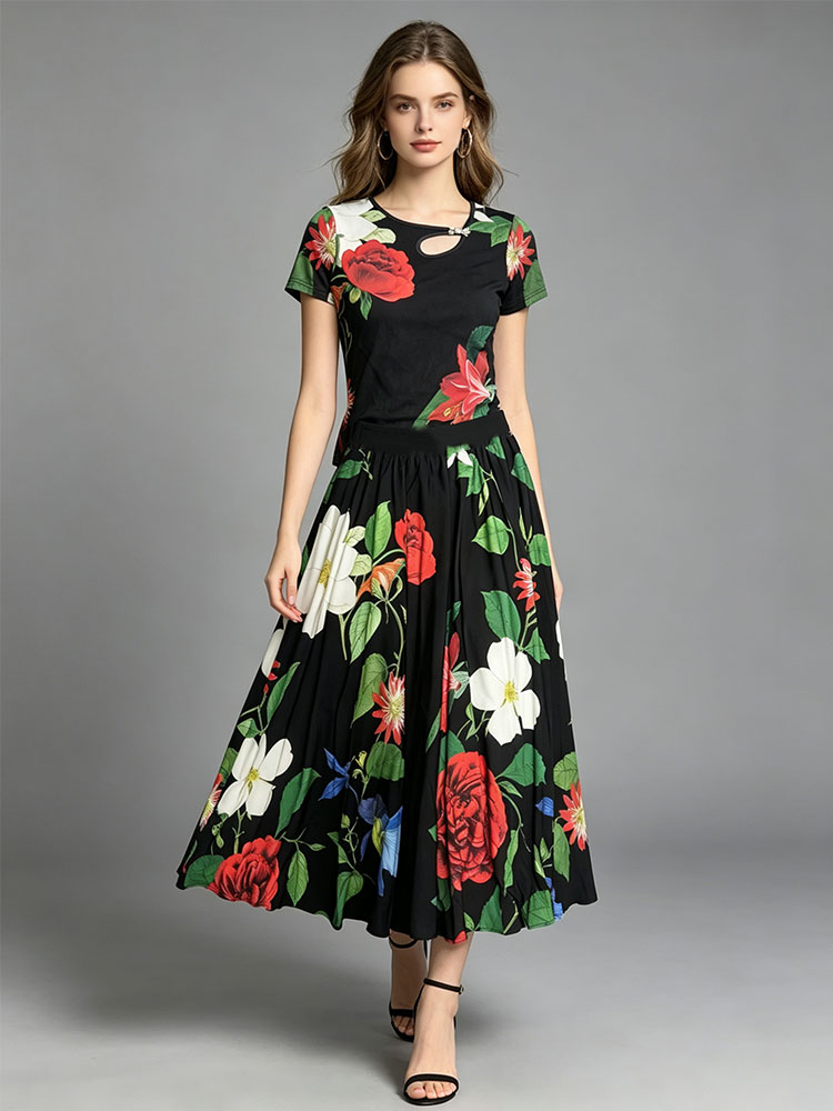Retro summer new two-piece T-s - Romper Floral Print 评论和价格