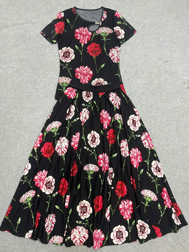 Retro summer new two-piece T-s - Romper Floral Print 评论和价格