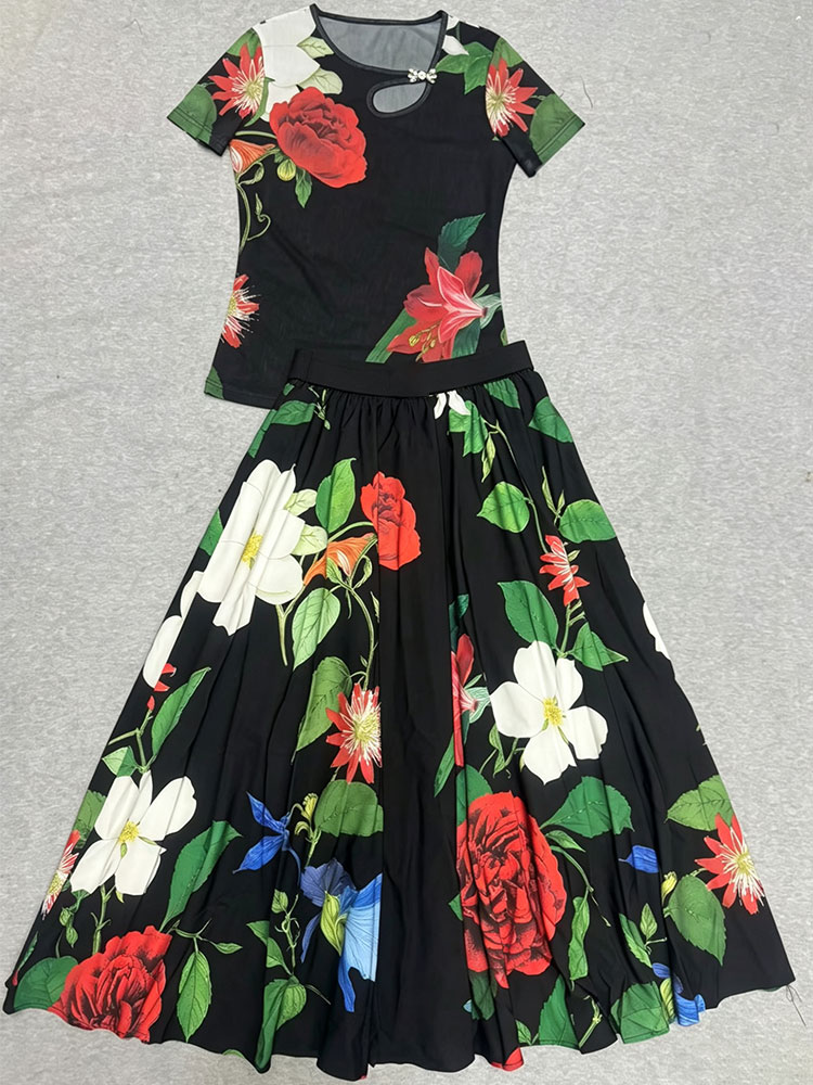 Retro summer new two-piece T-s - Romper Floral Print 评论和价格