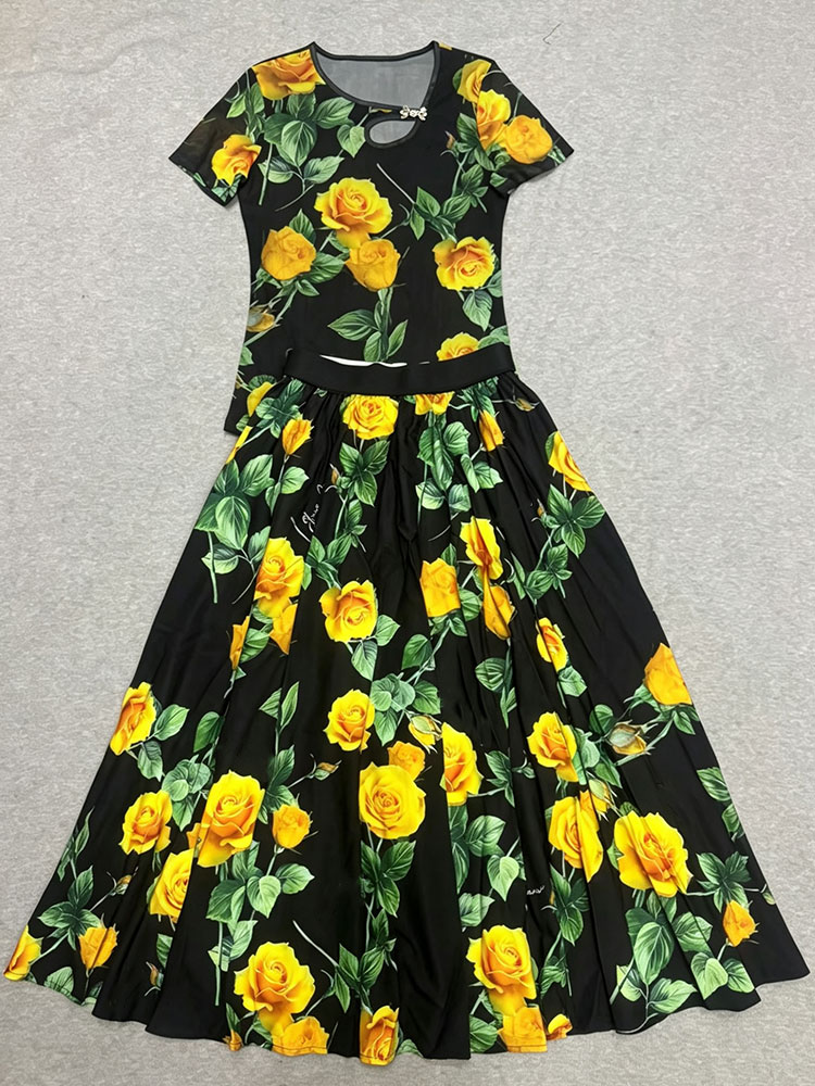 Retro summer new two-piece T-s - Romper Floral Print 评论和价格