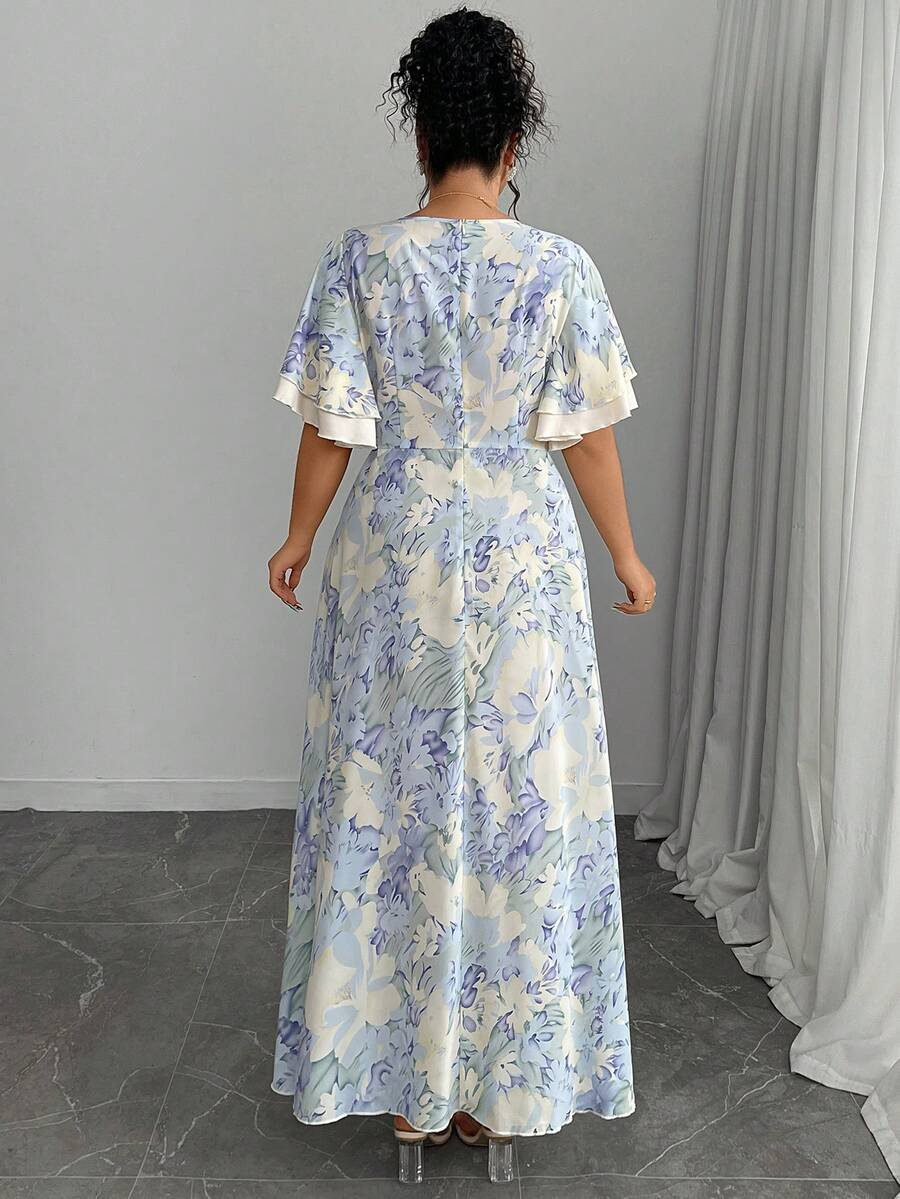 Plus Size Floral Print Square  - Romper Floral Print 评论和价格