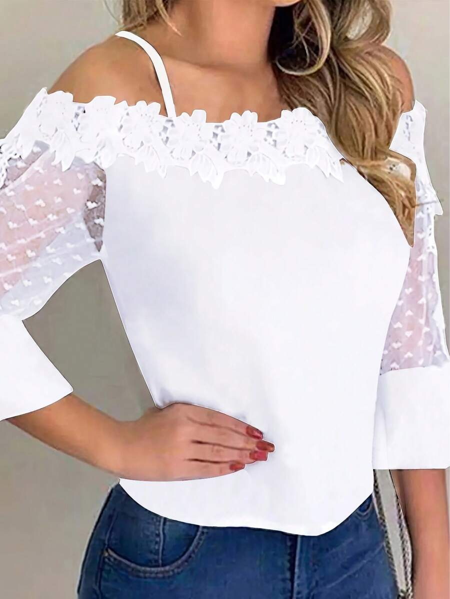 Purple Floral Print Off Should - Blouse Off Shoulder 评论和价格