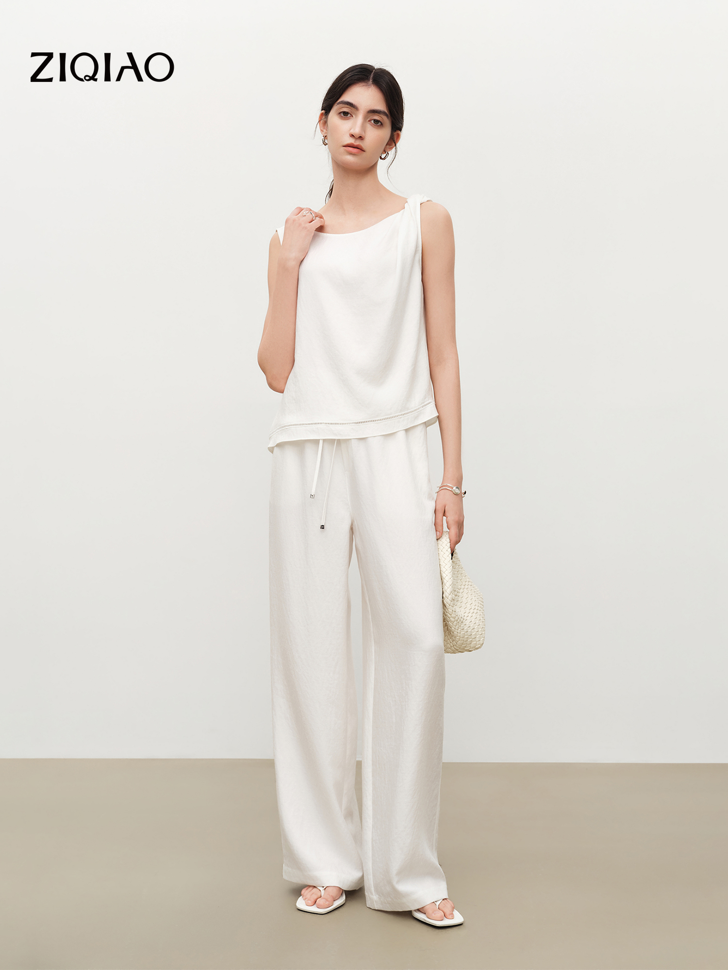ZIQIAO Relaxed Old Money Style - Linen Pant Wide 评论和价格