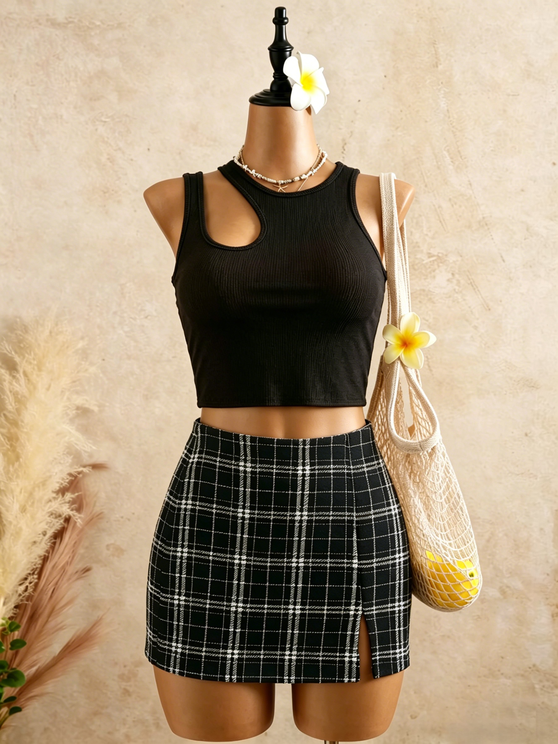 2 Piece Outfits Women Cutout R - Crop Top Crochet 评论和价格