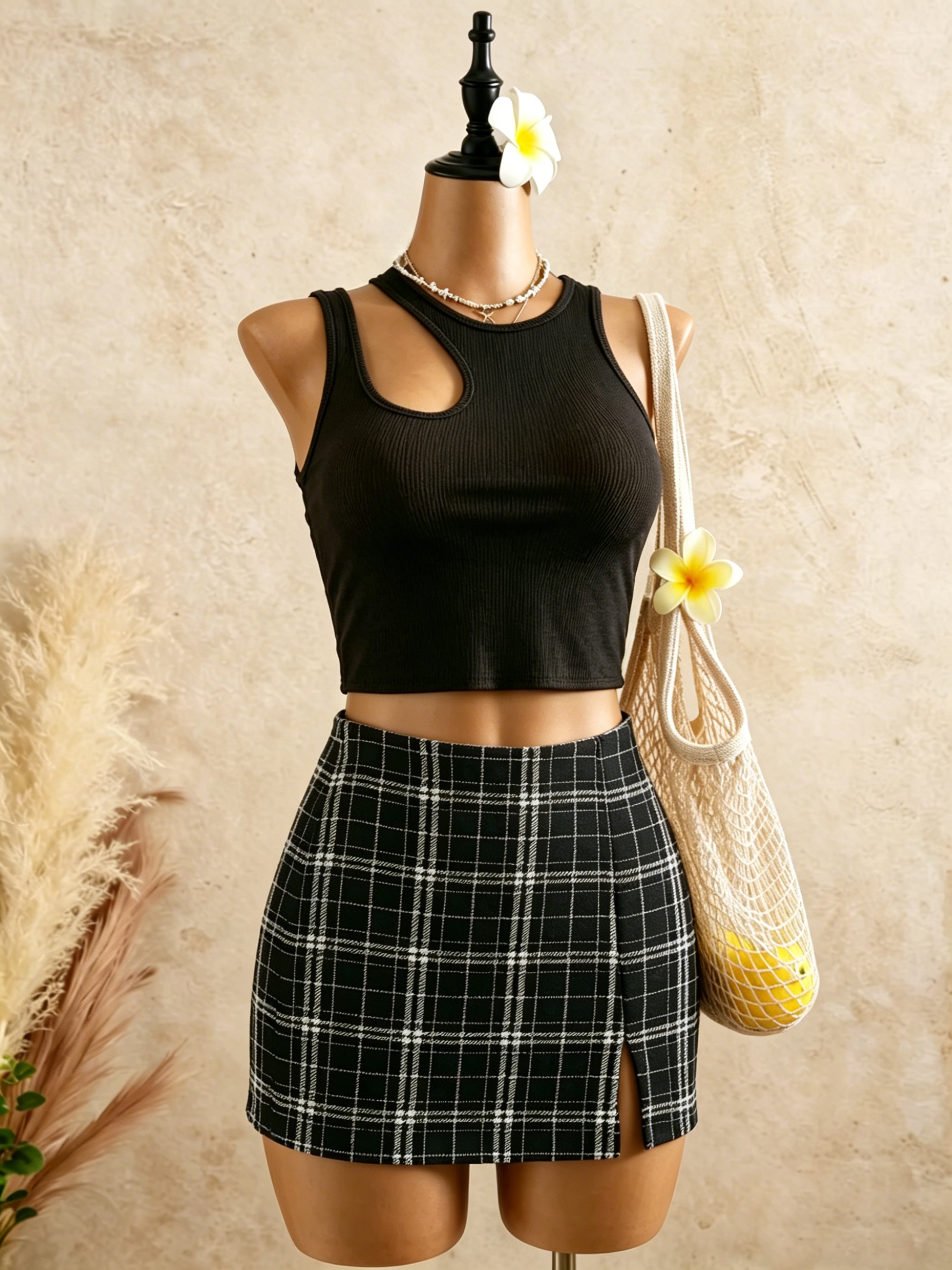 2 Piece Outfits Women Cutout R - Crop Top Crochet 评论和价格